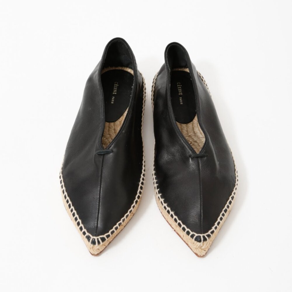 Old Celine Babouche Espadrille Mules / Witch Mules Size 36 Nappa Black